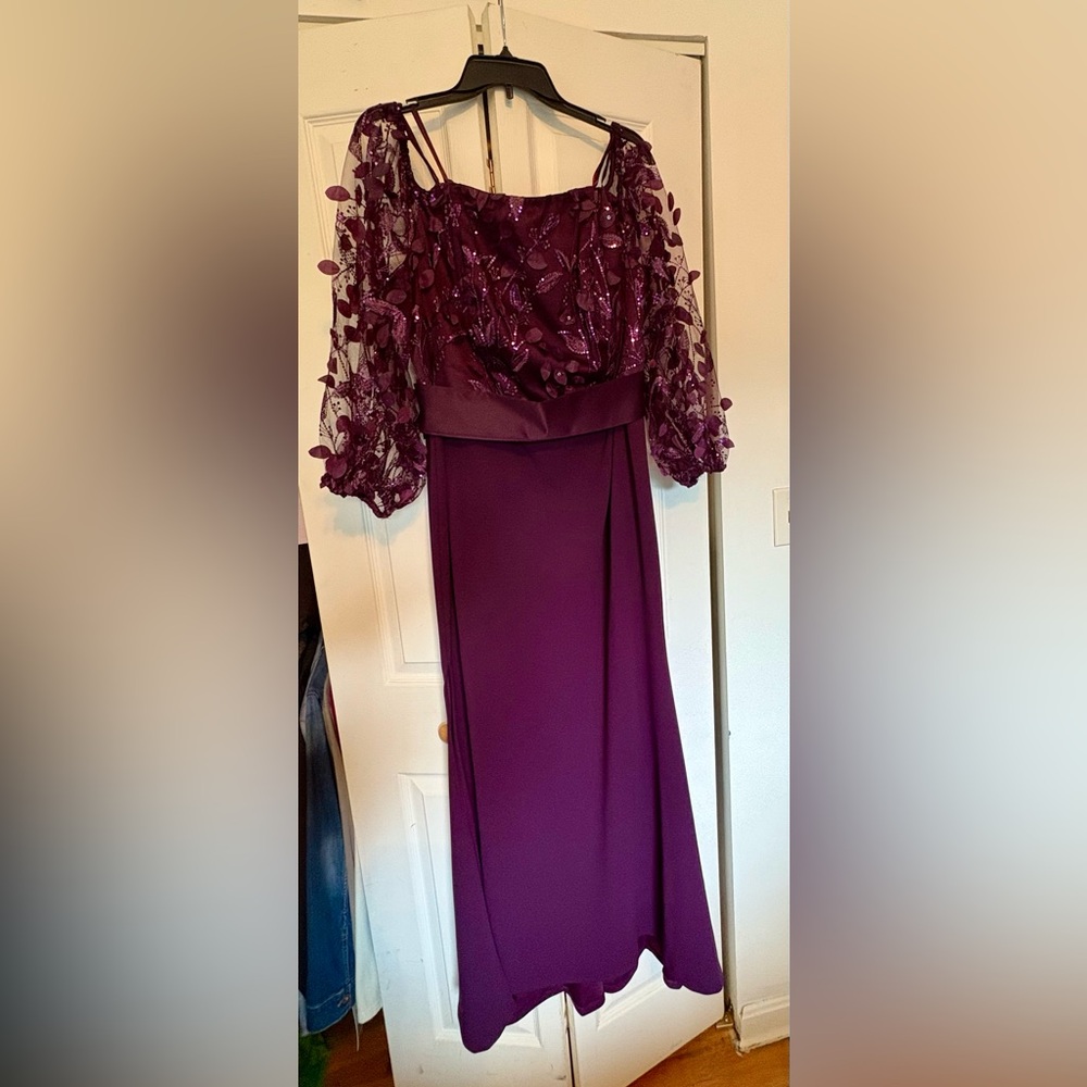 Eliza J Deep Purple Long Sleeve Dress